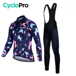 Tenue cycliste hiver Rose et bleue - Origami