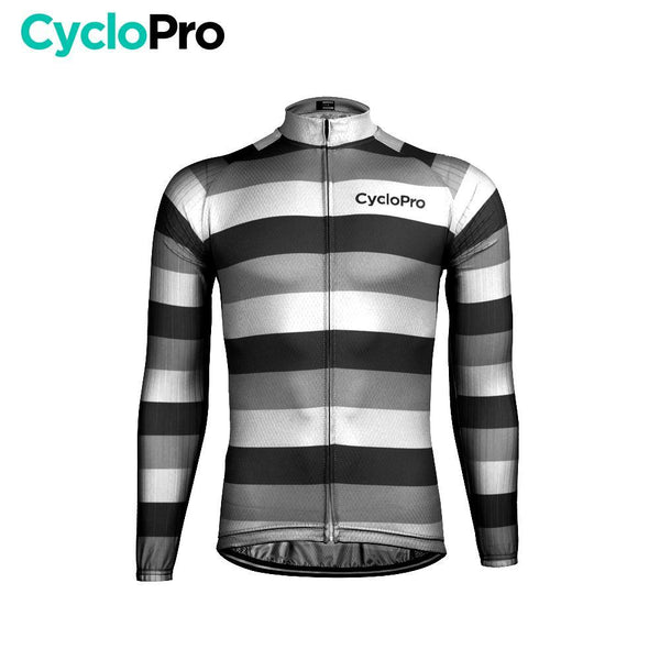 MAILLOT LONG DE CYCLISME NOIR ET BLANC - AUTOMNE - ÉVASION+