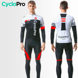 Tenue cycliste hiver Noire et Blanche - Pro+ tenue de cyclisme hiver CycloPro 