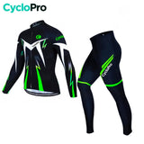 Tenue cycliste hiver Noire et Verte - Confort+