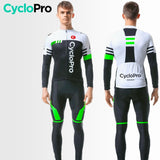 Tenue Cycliste Hiver Blanche et Verte - Pro+ tenue de cyclisme hiver CycloPro 