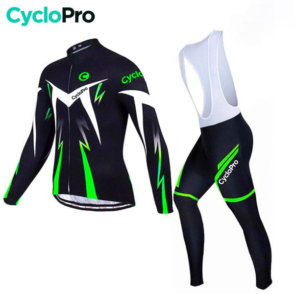 Tenue cycliste hiver Noire et Verte - Confort+