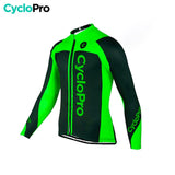 MAILLOT LONG DE CYCLISME VERT - HIVER - FLASH+