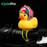 Cloche lumineuse en forme de petit canard jaune pour vélo enfant cloche de bicyclette enfant CycloPro Drapeau USA 