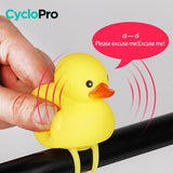 Cloche lumineuse en forme de petit canard jaune pour vélo enfant cloche de bicyclette enfant CycloPro 