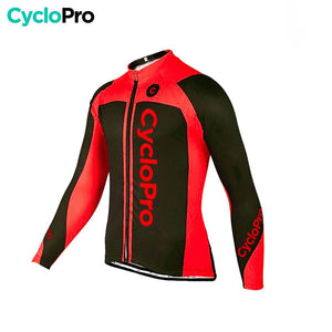 MAILLOT LONG DE CYCLISME ROUGE - HIVER - FLASH+