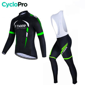 Tenue cycliste automne Noire et Verte - Confort+