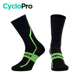 Chaussettes hautes pour cycliste Chaussettes montantes CycloPro Noir/verte 