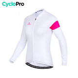 MAILLOT LONG DE CYCLISME ROSE - HIVER - ÉLÉGANCE+ maillot thermique femme CycloPro 