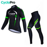 Tenue cycliste automne Noire et Verte - Confort+