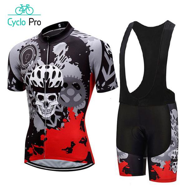 Tenue De Cycliste Route Squelette - Skull+ Tenue de cyclisme été CycloPro Bretelles noires 4XL 