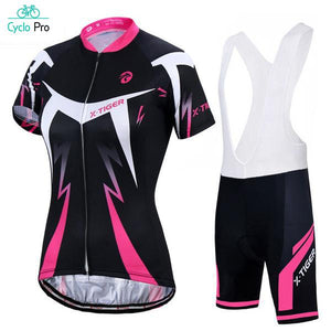 Tenue Vélo de Route Noire et Rose - Confort+ Tenue de cyclisme été CycloPro L 