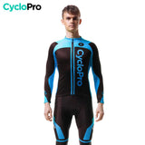 MAILLOT LONG DE CYCLISME BLEU - HIVER - FLASH+ Maillot thermique homme Cyclo Pro 