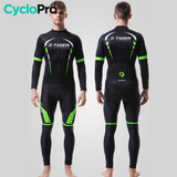 Tenue cycliste automne Noire et Verte - Confort+ tenue de cyclisme automne CycloPro 