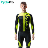 MAILLOT LONG DE CYCLISME JAUNE FLUO - AUTOMNE - FLASH+ Maillot long pour homme Cyclo Pro 