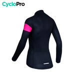 MAILLOT LONG DE CYCLISME ROSE - HIVER - ÉLÉGANCE+ maillot thermique femme CycloPro 