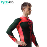 MAILLOT LONG DE CYCLISME ROUGE - HIVER - FLASH+ Maillot thermique homme Cyclo Pro 