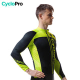 MAILLOT LONG DE CYCLISME JAUNE FLUO - AUTOMNE - FLASH+ Maillot long pour homme Cyclo Pro 