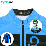 MAILLOT LONG DE CYCLISME BLEU - HIVER - FLASH+ Maillot thermique homme Cyclo Pro 