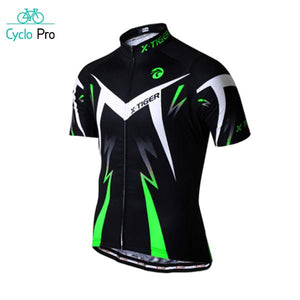 Maillot Cyclisme Vert et Noir - Confort+ Maillot court cyclisme CycloPro Vert S 