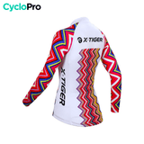 MAILLOT LONG DE CYCLISME ROSE - AUTOMNE - MOSAIQUE+ maillot manches longues pour femme Cyclo Pro 