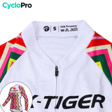 MAILLOT LONG DE CYCLISME ROSE - AUTOMNE - MOSAIQUE+ maillot manches longues pour femme Cyclo Pro 