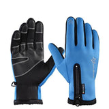 ROCKBROS Thermal Ski Gloves Men Women Winter Skiing Fleece Waterproof Snowboard Gloves Touch Screen Snow Motorcycle Warm Mittens CycloPro S091-1Blue L 