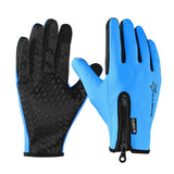 ROCKBROS Thermal Ski Gloves Men Women Winter Skiing Fleece Waterproof Snowboard Gloves Touch Screen Snow Motorcycle Warm Mittens CycloPro S077-1Blue L 