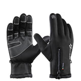 ROCKBROS Thermal Ski Gloves Men Women Winter Skiing Fleece Waterproof Snowboard Gloves Touch Screen Snow Motorcycle Warm Mittens CycloPro S091-1Black L 