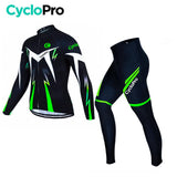 Tenue cycliste automne Noire et Verte - Confort+