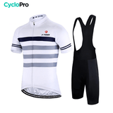 Tenue de Cyclisme - Racing+ Tenue de cyclisme été CycloPro Blanche - Rayure Noire S 