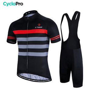 Tenue de Cyclisme - Racing+ Tenue de cyclisme été CycloPro Noire - Rayure rouge S 