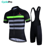 Tenue de Cyclisme - Racing+ Tenue de cyclisme été CycloPro Noire - Rayure verte S 